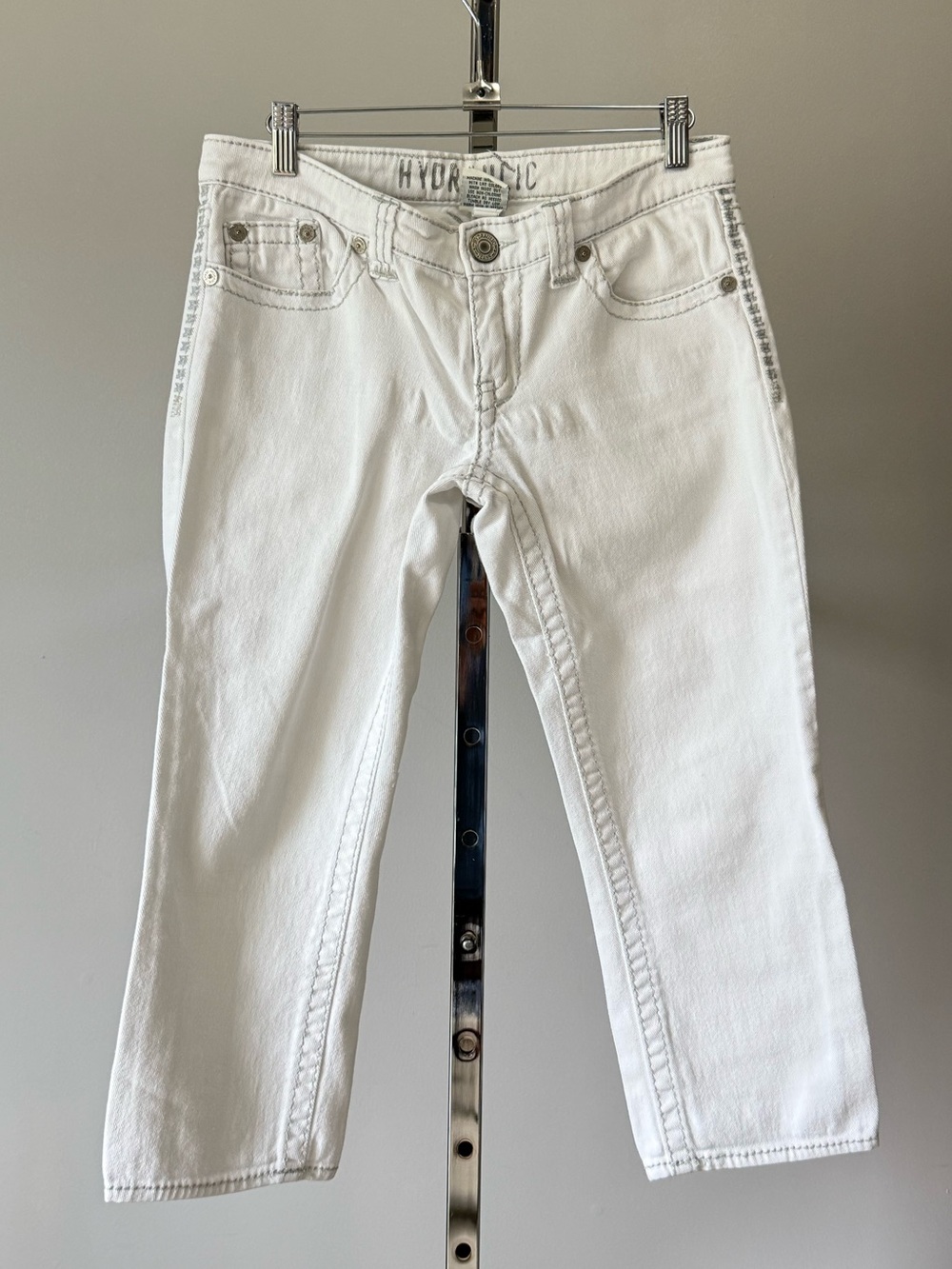 Hydraulic White Denim Capris Thick Stitch Y2K Low Rise - Size 9/10
